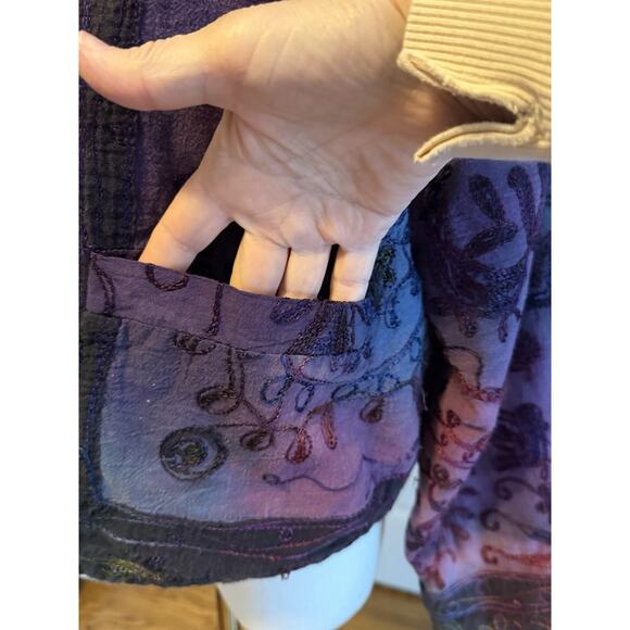 Art To Wear Jacket Sz M Boho Embroidered Hand Dyed Indie Hippie Gypsy Vintage - Picture 4 of 9